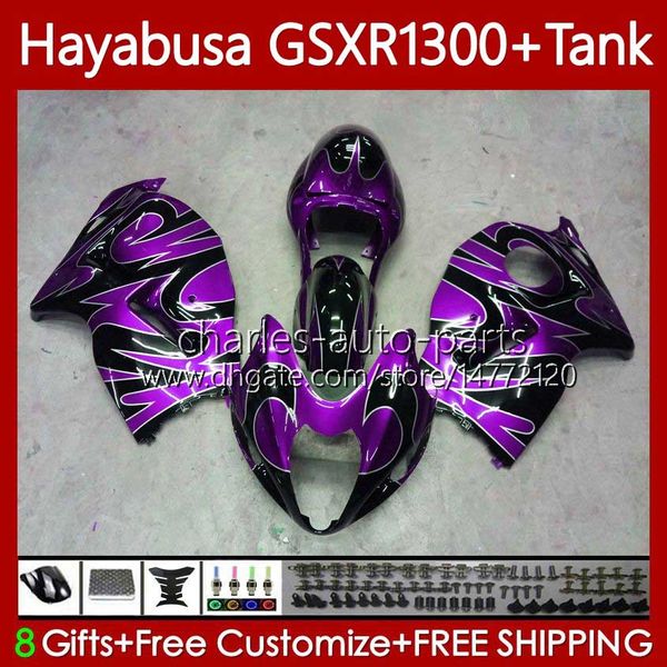 Hayabusa-Körper für Suzuki GSXR 1300CC GSX R1300 1300 CC Purple Flames 1996-2007 74no.187 GSX-R1300 GSXR-1300 2002 2003 2004 2005 2006 2007 GSXR1300 97 98 99 00 01 Fairing Favoriting