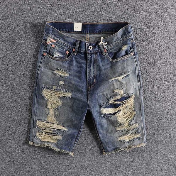 

2021 new arrival europe and the united states cool hole patch youth shorts summer versatile men's jeans trouser 038 uqe6, White;black