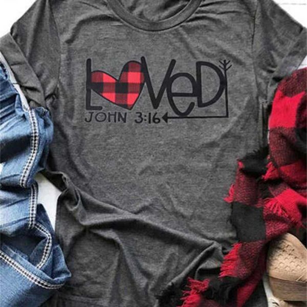 

salewomen on plaid splicing love pill letters printed around throat short mouw t-shirt valentine's day, White