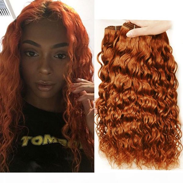 

wet and wavy medium auburn brazilian human hair 3 bundles 300gram #30 light brown water wave virgin remy human hair weave wefts 10-30, Black;brown