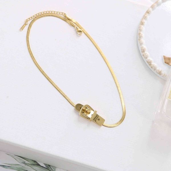

design jewelry decorated titanium steel belt buckle simple fashion atmosphere personalized bone chain necklace style, Silver