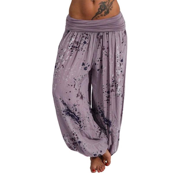 

women's pants & capris plus size fashion female boho hip hop high waist printed loose leg harem women ladies casual trouser, Black;white