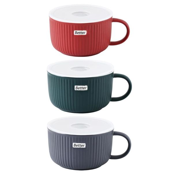 

bowls 77jb noodle cup bowl for instant student dormitory with lid porcelain material