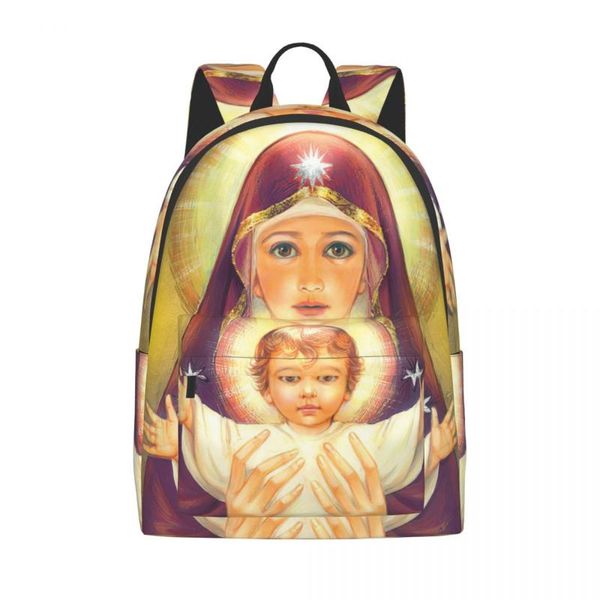 

backpack madonna and baby jesus girl boy computer man woman