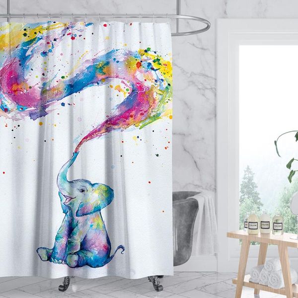 

shower curtains cartoon elephant painting waterproof polyester cortinas de ducha home decoration fabric pastel bathroom curtain
