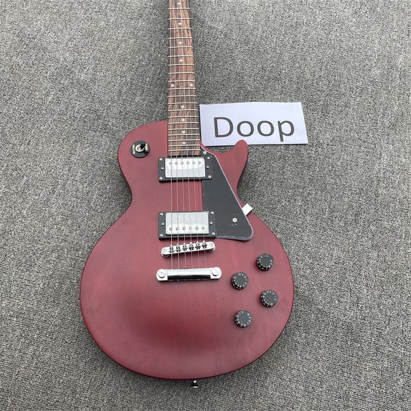 

classic red guitar, mahogany solid wood, accessories, sound bar, feel good