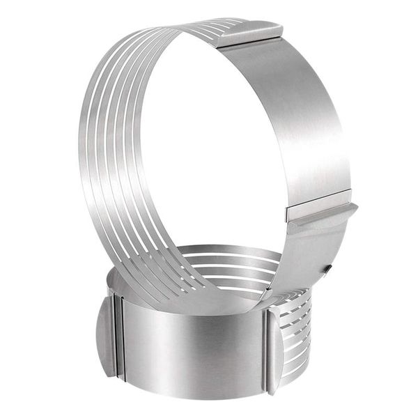 

other bakeware 2 pcs adjustable cake ring cutter mousse retractable layered stainless steel round mold 6-12 inches