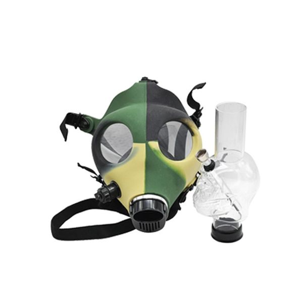 

silicone camouflage acrylic skull hookah bong gas mask