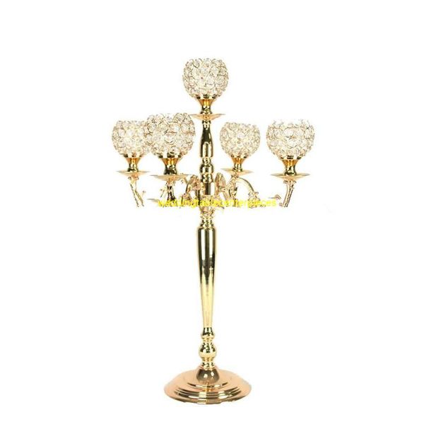 

party decoration 65cm tall )wedding table centerpieces crystal wholesale glass candelabra 5 arms