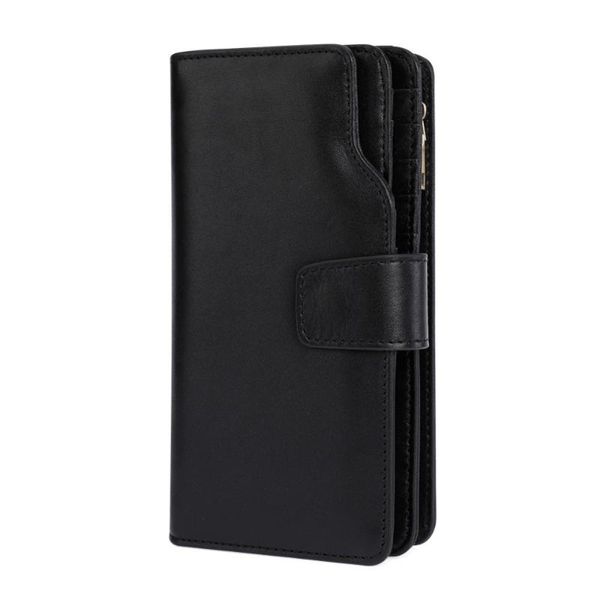 

wallets man wallet cowhide leather money bag huge capacity coin purse card holder male long handbags for, Red;black