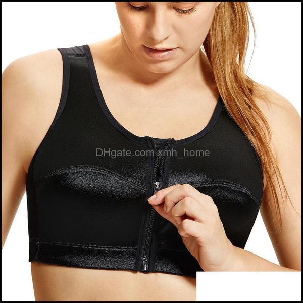 

gym exercise fitness wear athletic outdoor apparel & outdoorsgym clothing womens high impact back support zip front close plus size wire spo, White;black