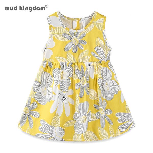 Mudkingdom Abiti da ragazza Estate senza maniche Modello colorato Abbigliamento casual per bambini Abito in stile country 210615