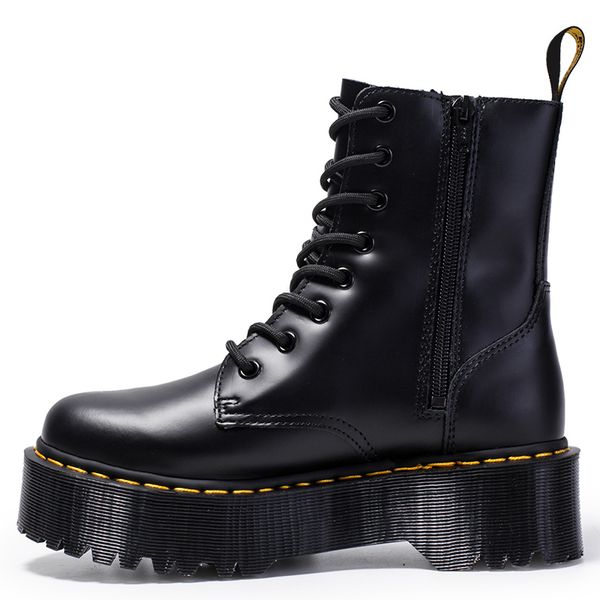 

2021 new fashion women platform boots chunky motorcycle boots for women genuine leather winter martin boots ankle, Black