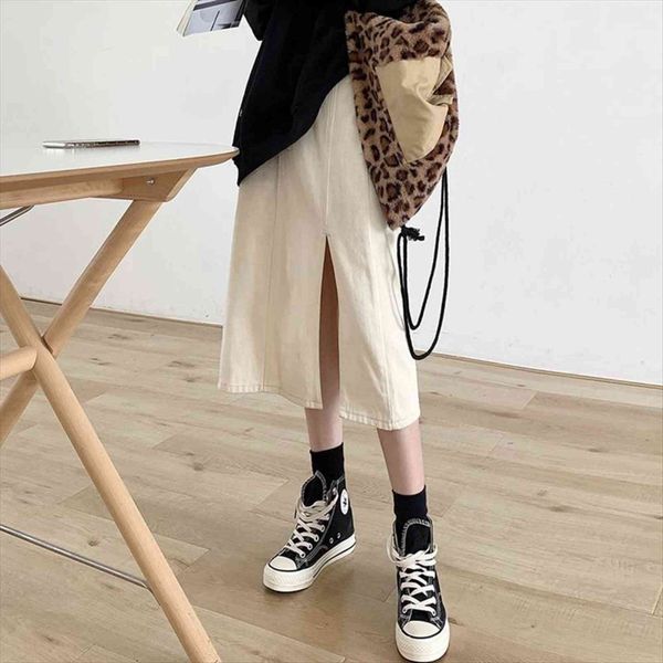 

high waist denim casual harajuku womens skirt jean blue grey apricot, Black