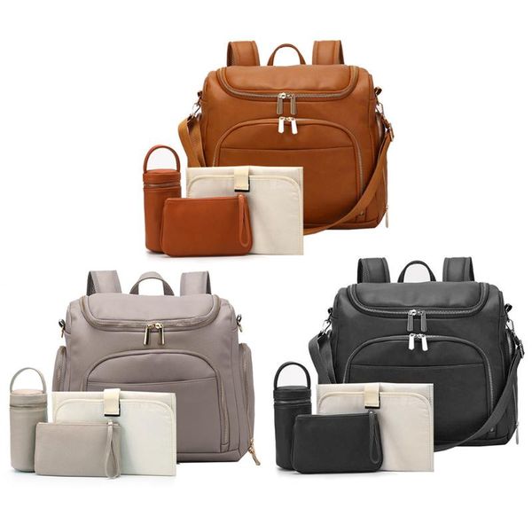 

diaper bags fashion solid color pu leather large capacity bag maternity backpack mommy stroller for travel