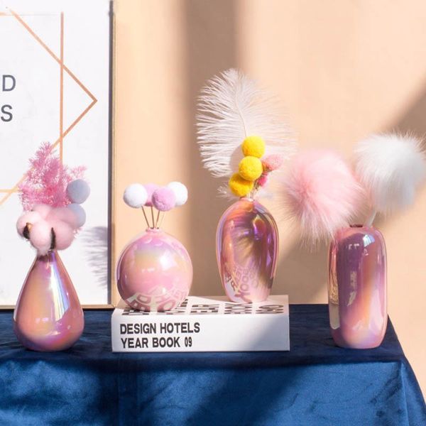 

vases nordic style colorful pink girls ceramic flower creative birthday gifts exquisite bedroom decor desk ornaments