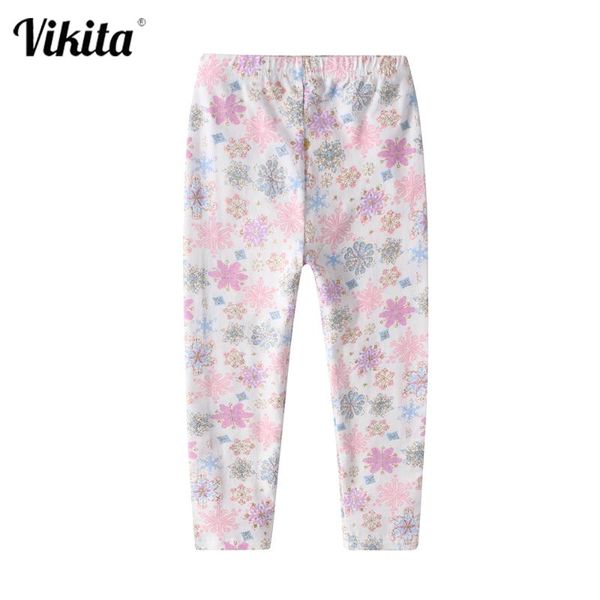 

trousers vikita kids flower print leggings children elastic skinny pencil pants girls sequins toddlers cotton 3-8yrs, Blue