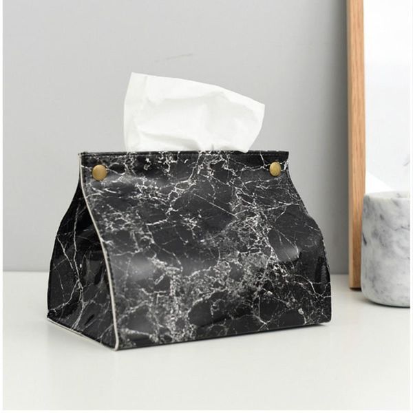 

marble-printed tissue box tableluxury leather household tissue box toilet draw bag