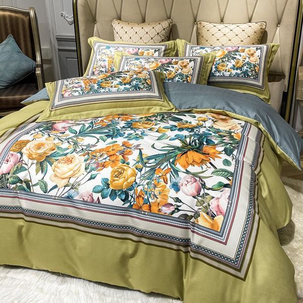 

bedding sets luxury brushed flowers digital printing set duvet cover quilt bed linen fitted sheet pillowcase home textiles