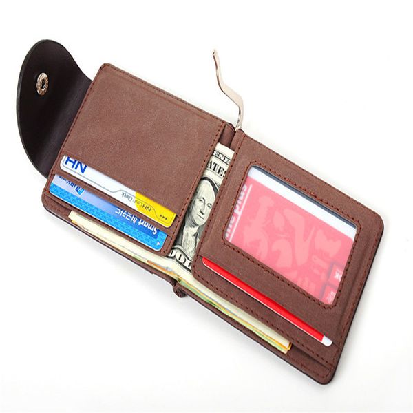 

brand new mens fashion leather wallet card clutch purses solid ultra-thin money clip 2016 gift 1pcs, Red;black