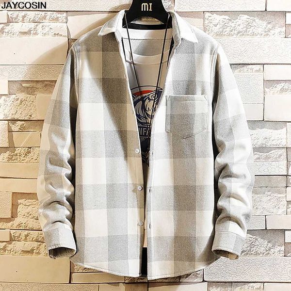 

klv shirts 2021 new mens spring winter personality lattice casual long sleeve shirts chaquetas hombre men bomber jacket, White;black