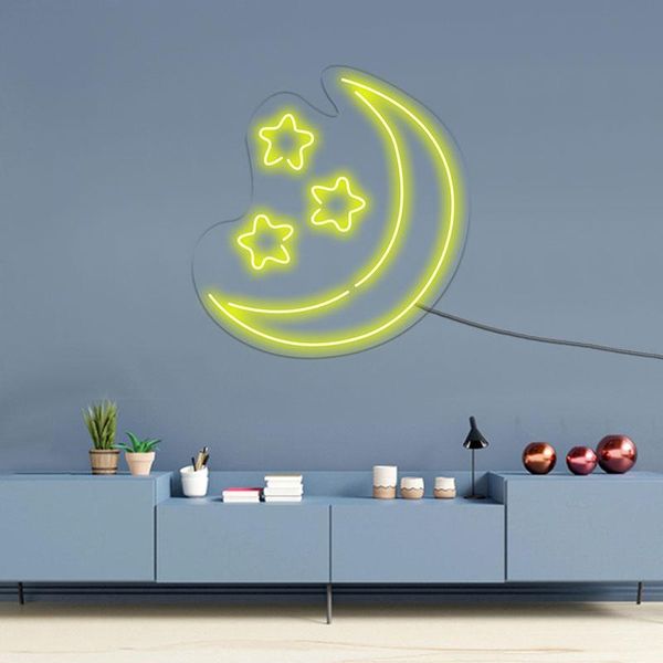 

other lighting bulbs & tubes logo moon stars custom neon sign light aesthetic room lamps for wall decor home bedroom bar wedding birthday pa