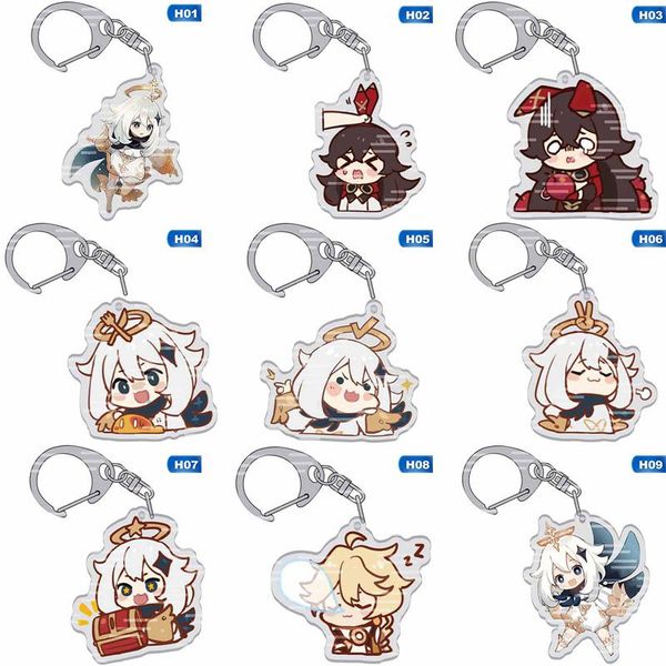 

keychains anime genshin impact acrylic keychain pendant bag key ring gift, Silver
