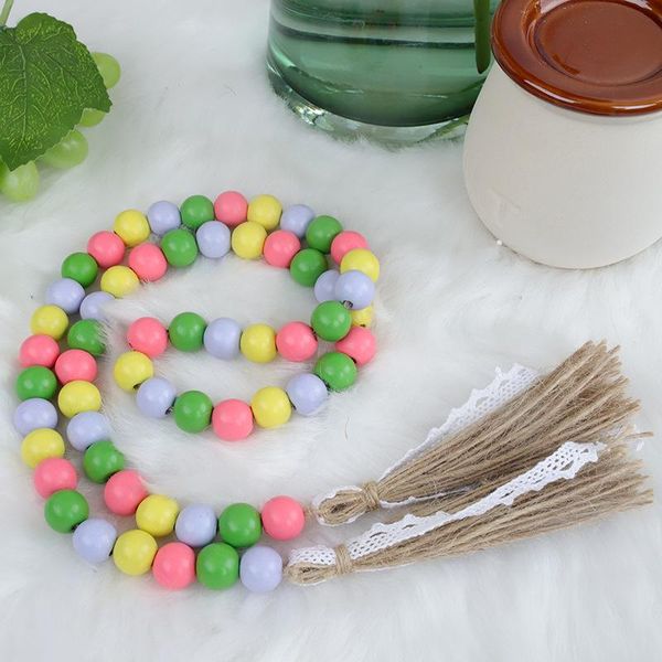 

decorative objects & figurines easter eggs wood bead garland with tassels diy wooden sign pendant farmhouse beads home decoration natural de