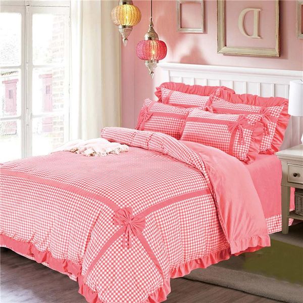 

bedding sets thickened crystal velvet lace bow set /king size 4pcs luxury bed duvet cover bedsheet pillowcase