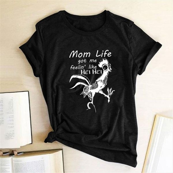 

mom life got me women t shirts feelin like hei print summer funny graphic tee streetwear for casual female, White