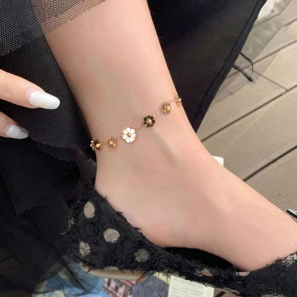 

titanium steel flower foot chain children's simple personality versatile lovely korean net red feet, Red;blue