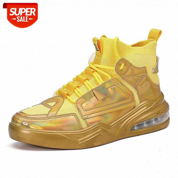 

men's shoes autumn 2019 new colorful basketball high tide shoes sports golden sock sneakers luminous hip hop man #dp2w