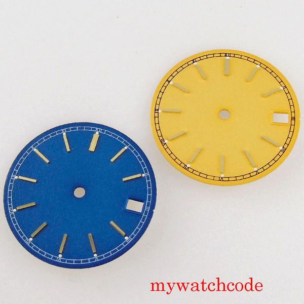 

repair tools & kits 28.5mm blue yellow dial face for nh35 automatic movement with date window parts