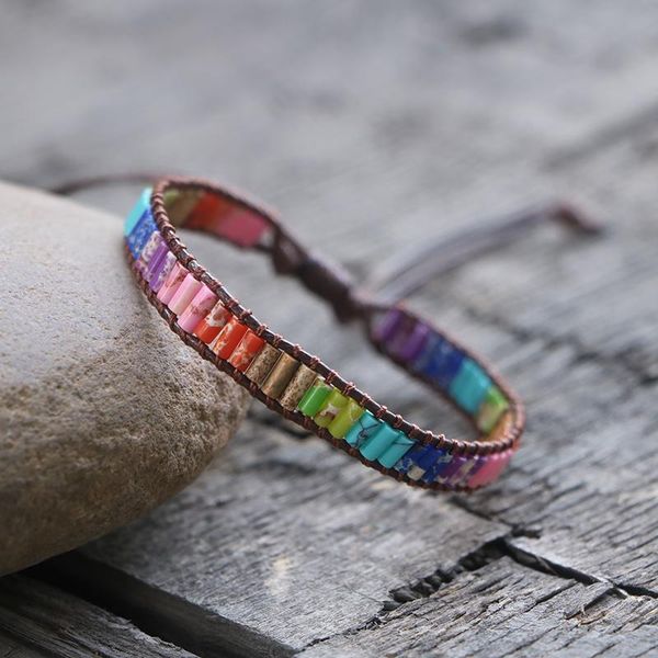 

tennis cute small tube beads wrap bracelet for women natural stone spritural 7 chakras yoga handwoven wax friendship gift, Golden;silver