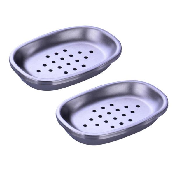 

soap dishes 2pcs double layer stainless steel dish tray draining box holder for shower bathroom kitchen (oval dot)