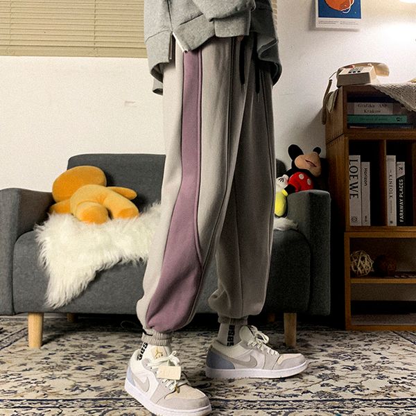 

2021 new gray sweatpants thick joggers for women veet beam feet harem pant baggy high waist straight pants sport trousers teens xjfj, Black;white