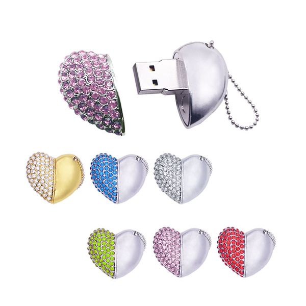 Amor Heart USB Flash Drives 2.0 Chaveiro Pendrive 4GB 8GB 16GB 32GB 64GB Casamento / Fotografia Presentes Memory Stick