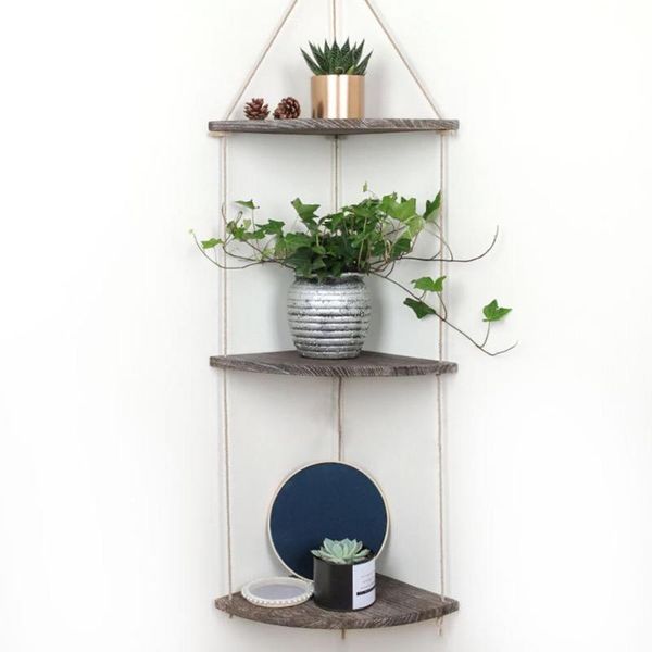 

asypets wooden multi layer storage rack fan-shaped hanging shelf for home living room decor