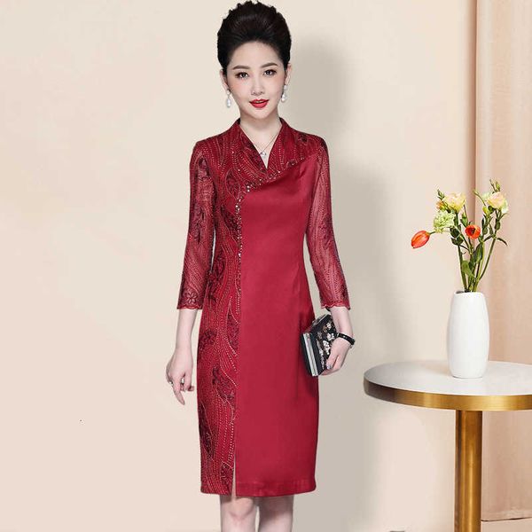 

luxury party evening dress 2021 spring autumn 's hi -in-law for middle-aged and elderly, White;pink