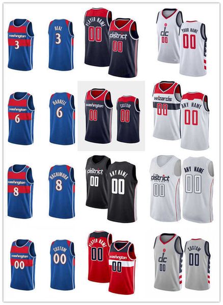 

75th custom men women youth washington's wizards's 24 corey kispert 3 bradley beal 8 rui hachimura basketball jerseys, Black;red