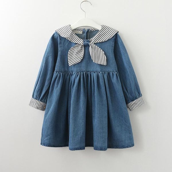 

girl's dresses girl dress kids for girls baby cute student costume denim party clothing long sleeve, Red;yellow