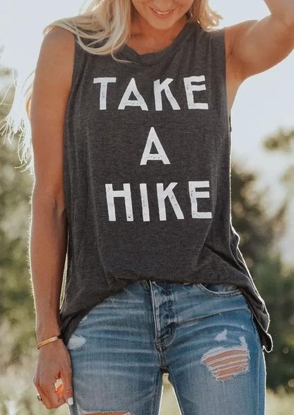 

women take a hike print summer vintage femme graphic tank sleeveless streetwear girl casual luxury clothes dark grey 2021, White
