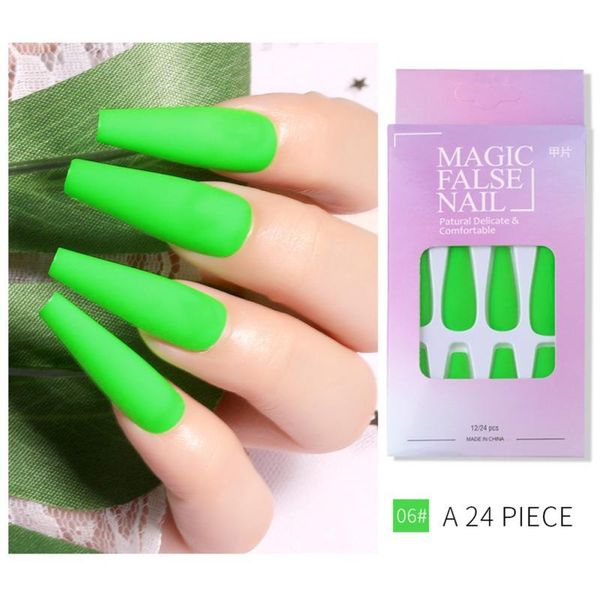 

nail art kits long fluorescent ballet fake plate durable tools for learners patch matte solid color