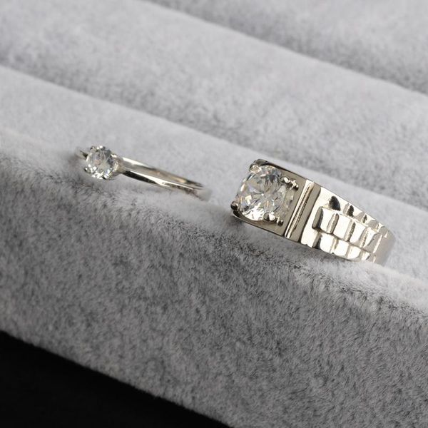 

wedding rings not fade titanium steel zircon promise engagement for bride / male vintage party jewelry drop, Slivery;golden