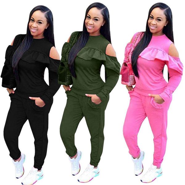 

women fashion tracksuits solid color autumn 2pcs clothing set spring trousers suits, Gray