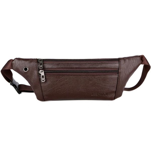 

outdoor bags men ultrathin leather waist packs pu multifunction man solid color male for sport