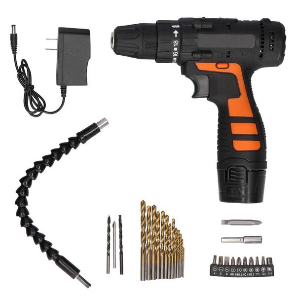 

professional hand tool sets 30pc 12v cordless electric screwdriver rechargeable battery drill set twistable handle led work light power mult