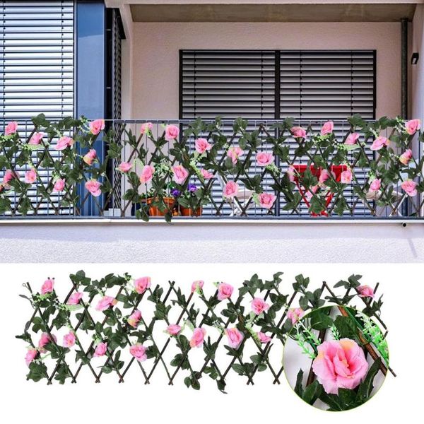 

fencing, trellis & gates retractable expandable fence privacy screen faux ivy panel home decor artificial wooden with flowers