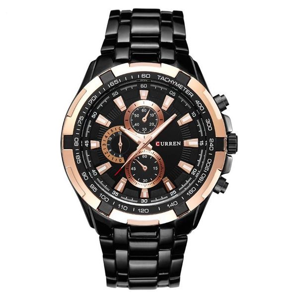 

wristwatches stainless steel waterproof sports watch men's fashion outdoor luminous quartz large dial, Slivery;brown
