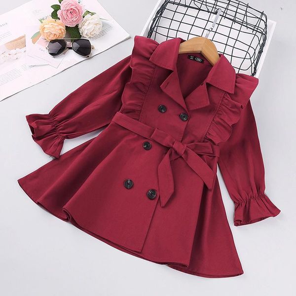

coat 2021 spring girls jacket and long sleeve trench cute kids baby overcoat for girl red outerwear clothes 2-7y, Blue;gray